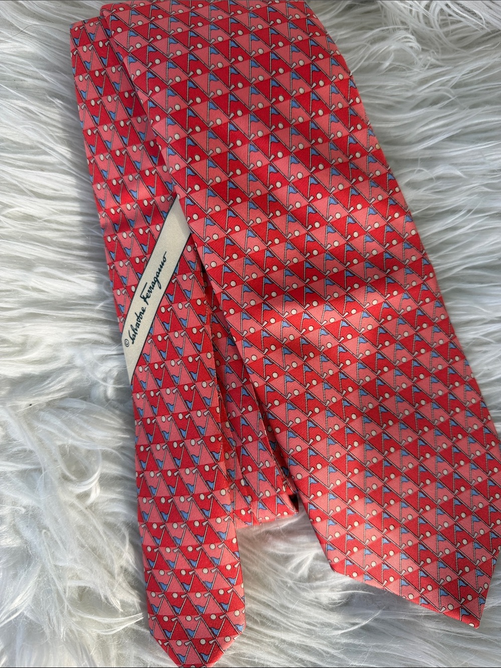 Salvatore Ferragamo Silk Golf Tie. - Picture 4 of 4